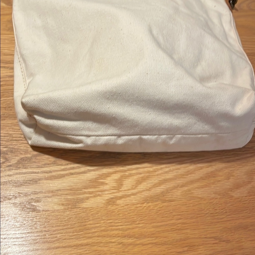 NWOT Able Tan Leather and White Canvas Crossbody Tote Bag - Picture 11 of 11